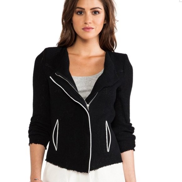 IRO Jackets & Blazers - IRO Black Dana Jacket Knit Moto Full Zip